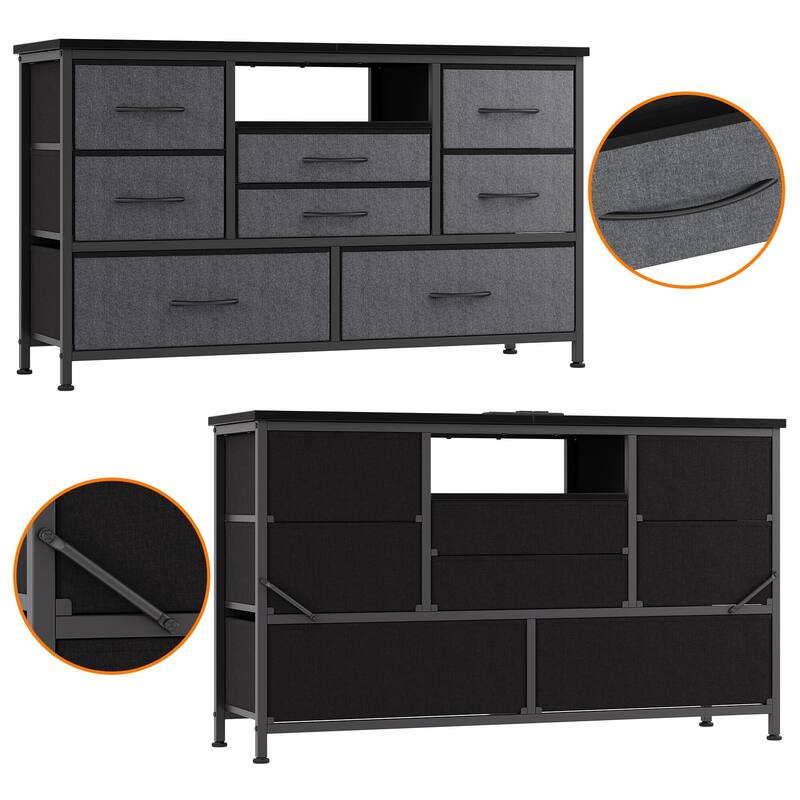 Dresser TV Stand with Power Outlet & Led for 55'' TV - 55 inches