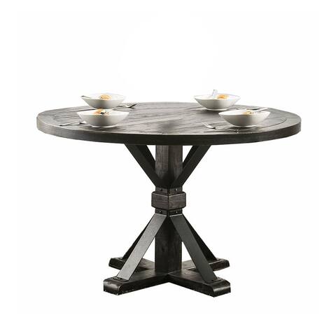 Metal and Wood Dining Table in Antique Black