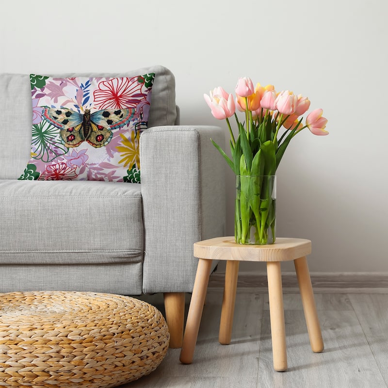 Butterfly In Floral Jumble Decorative Throw Pillow