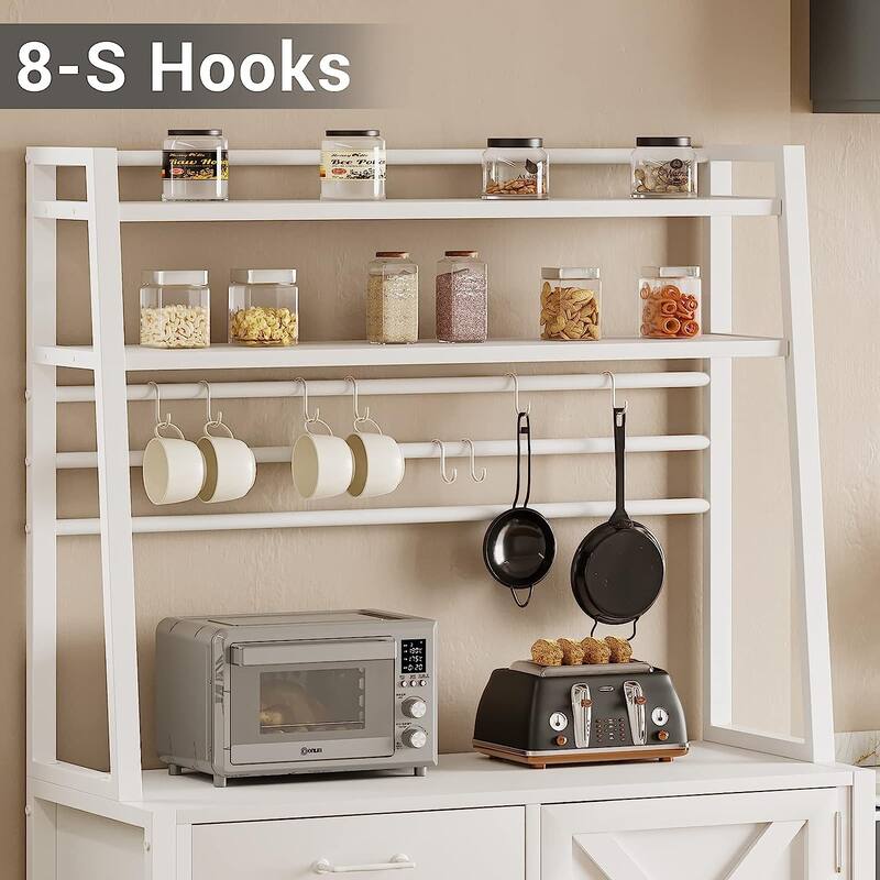 Baker's Rack Coffee Bar Cabinet Farmhouse Microwave Stand