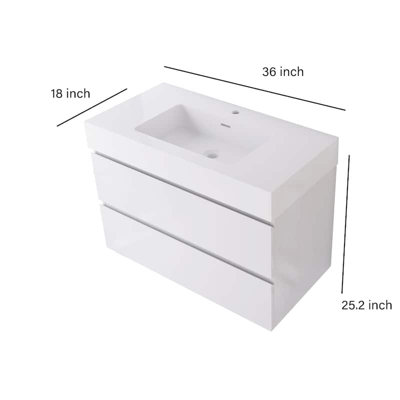 Floating Bathroom Vanity with Solid Surface Top