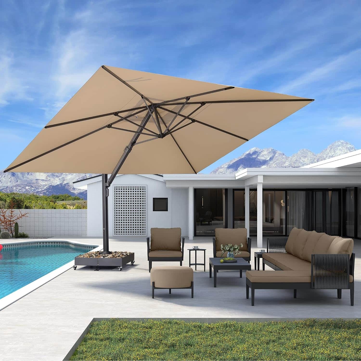 big r patio umbrellas Garvee 13' Double-Sided Umbrella, Outdoor Umbrellas, Rectangle Market Umbrella with Crank Handle, Large Patio Umbrell for Poolside Backyard The user PURPLE LEAF Extra Largest Premium