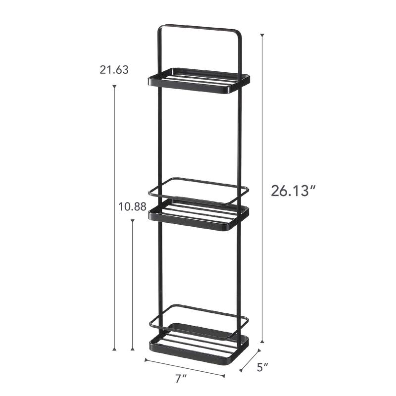 Yamazaki Home Shower Caddy - Three Sizes, Steel, Large - L 4.72 x W 7.09 x H 26.38 inches