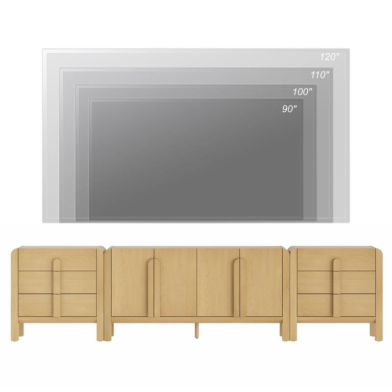 WAMPAT Modern TV Stand For Tvs Up To 120 Inch, 3 In 1 Entertainment Center With Adjustable Shelves And 6 Drawers