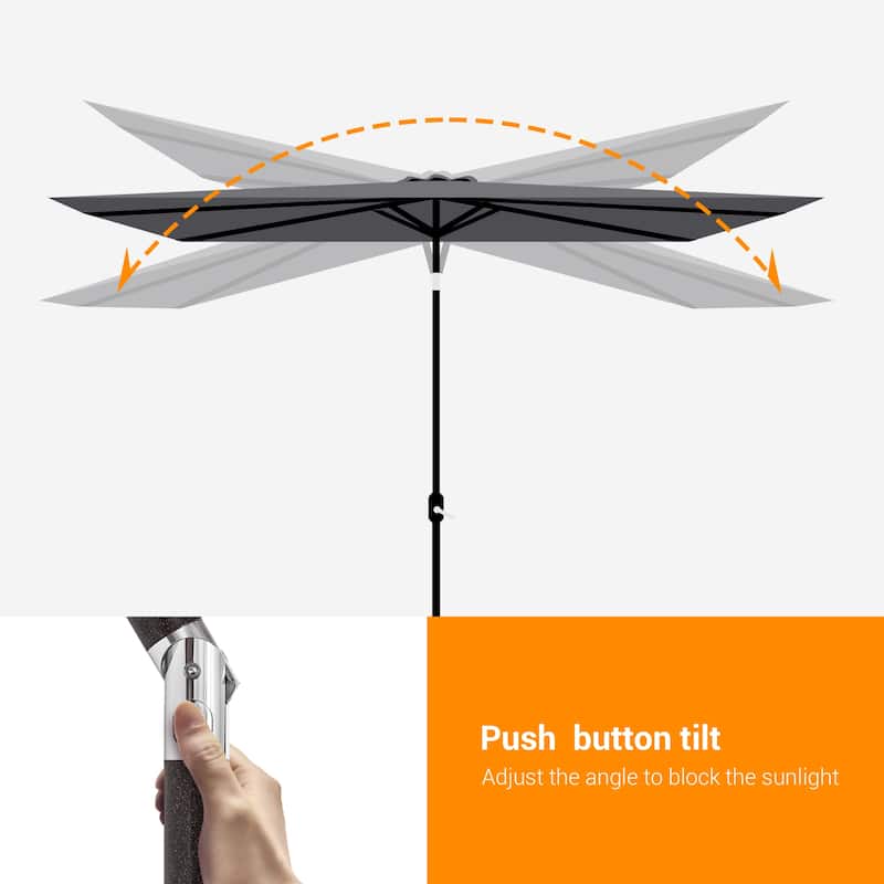 BONOSUKI LED 10 x 6.5ft Outdoor Umbrellas Patio Market Table Umbrellas