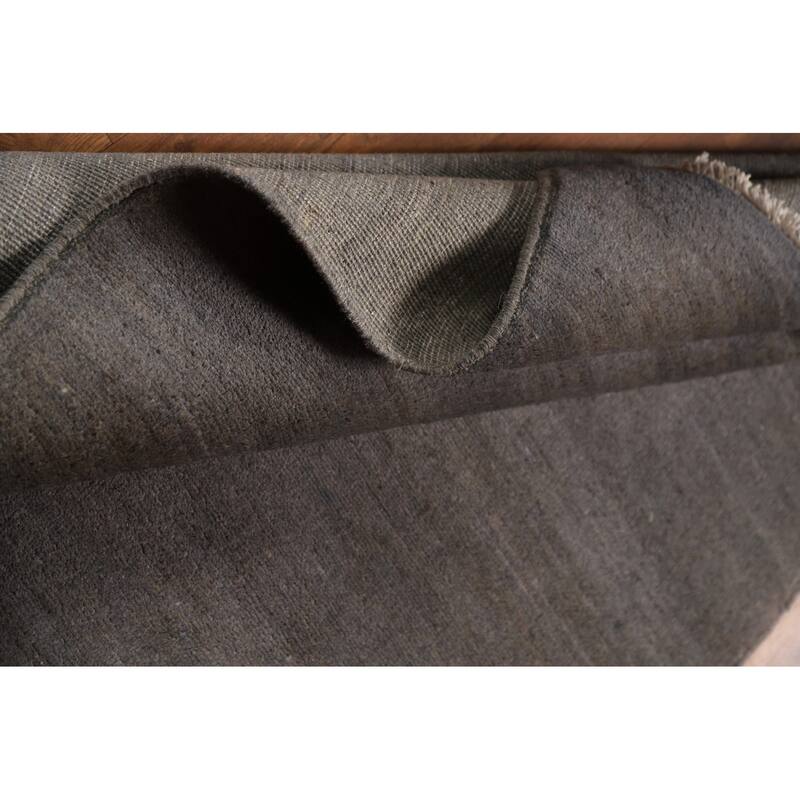 Gray Gabbeh Modern Foyer Rug Hand-Knotted Wool Carpet - 3'5"x 4'11"