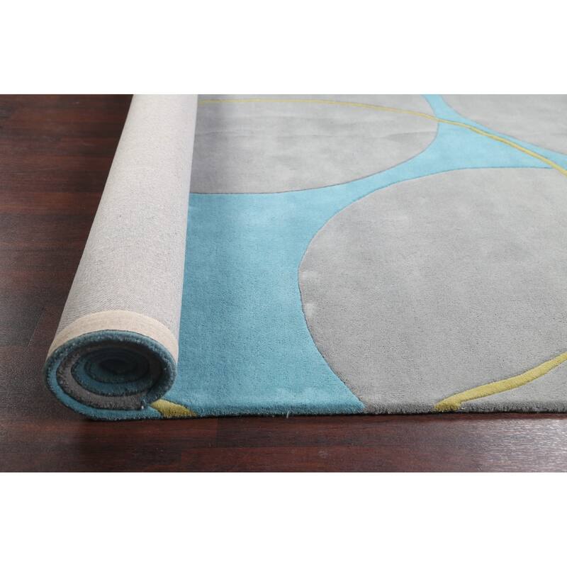 Circle Design Modern Oriental Wool Area Rug Hand-tufted Dotted Carpet - 8'0" x 10'0"