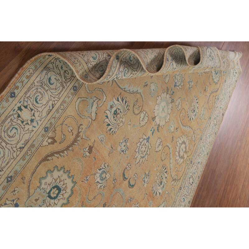 Hand Knotted Oriental 100% Wool Carpet Traditional All-Over Oranges & Rust Tabriz Area Rug - 11' 1'' X 7' 3''