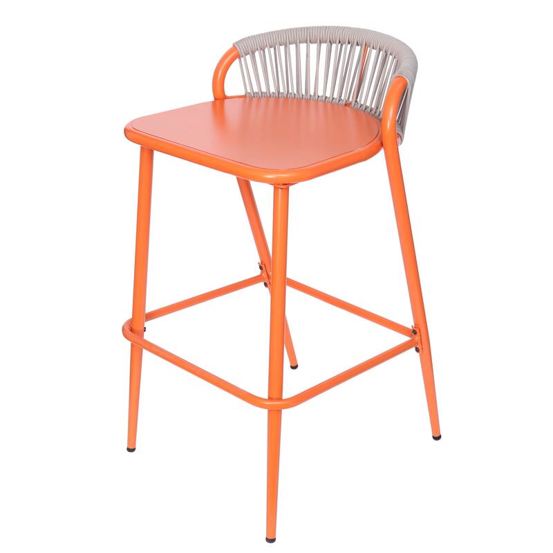 Christopher Knight Home - Samantha Durable Outdoor Barstools with Rope-Woven Backrest, Set of 2