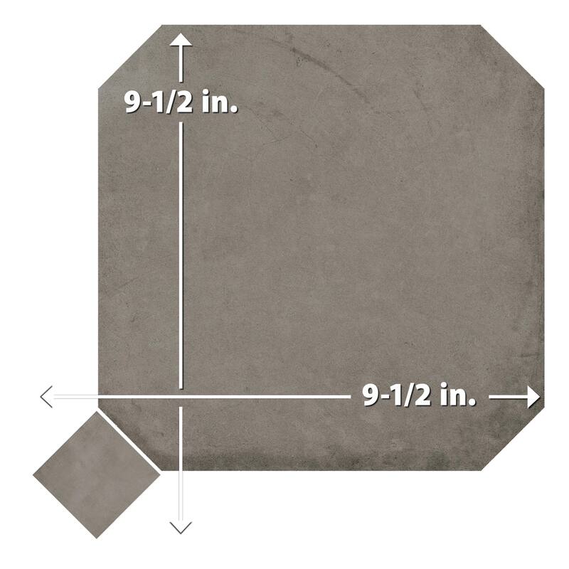 Merola Tile Laverton Octagon Grafito with Taco Grafito 7-7/8" x 7-7/8" Porcelain Floor and Wall Tile