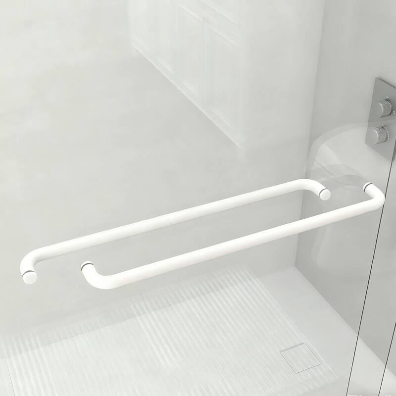 ABRUZZO 56-60" W x 72" H Semi-Frameless Double Sliding Tempered Glass Shower Door with Dual Towel Bars