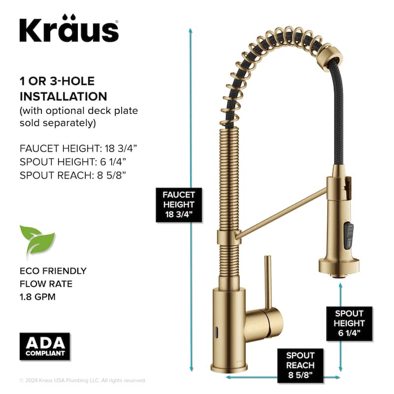 Kraus Bolden 2-Function 1-Handle Commercial Pulldown Kitchen Faucet
