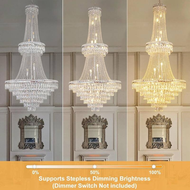 KAYLA High Ceiling Chandelier 13-Light Gold Modern Crystal Chandeliers Pendant Light Foyer Chandelier Fixtures