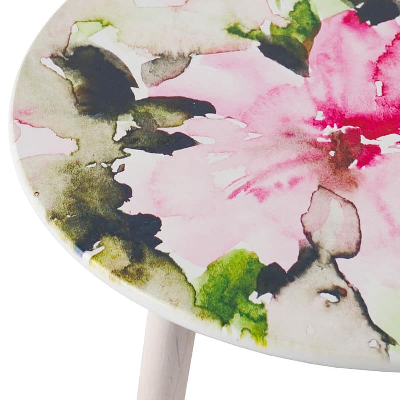GDFStudio - S/2 Nature-Inspired Side Tables with Painted Cherry Blossom Tops - 21.7"