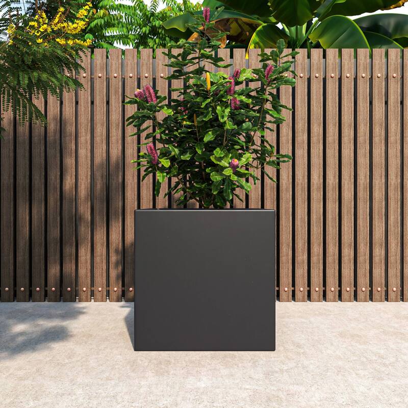 Fern Modern Square Fiberstone and MGO Clay Planter with Drainage for Indoor & Outdoor Home Office Patio Yard Decor