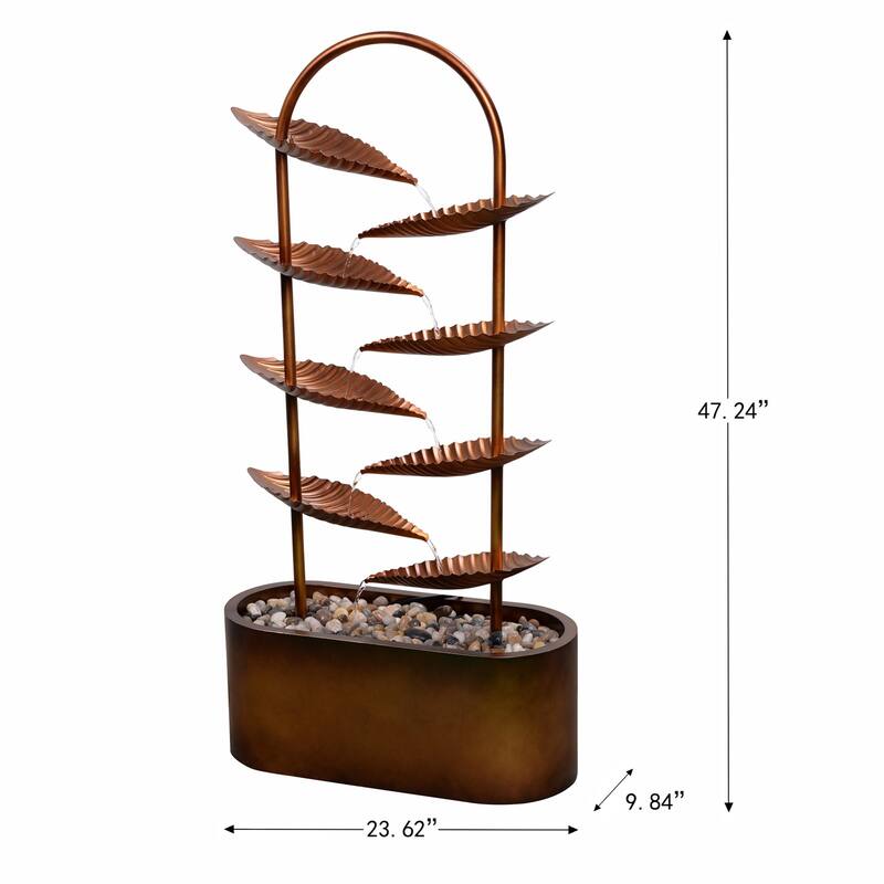 Country Rustic Cascading Leaf Outdoor Garden Water Fountain - 47.25"
