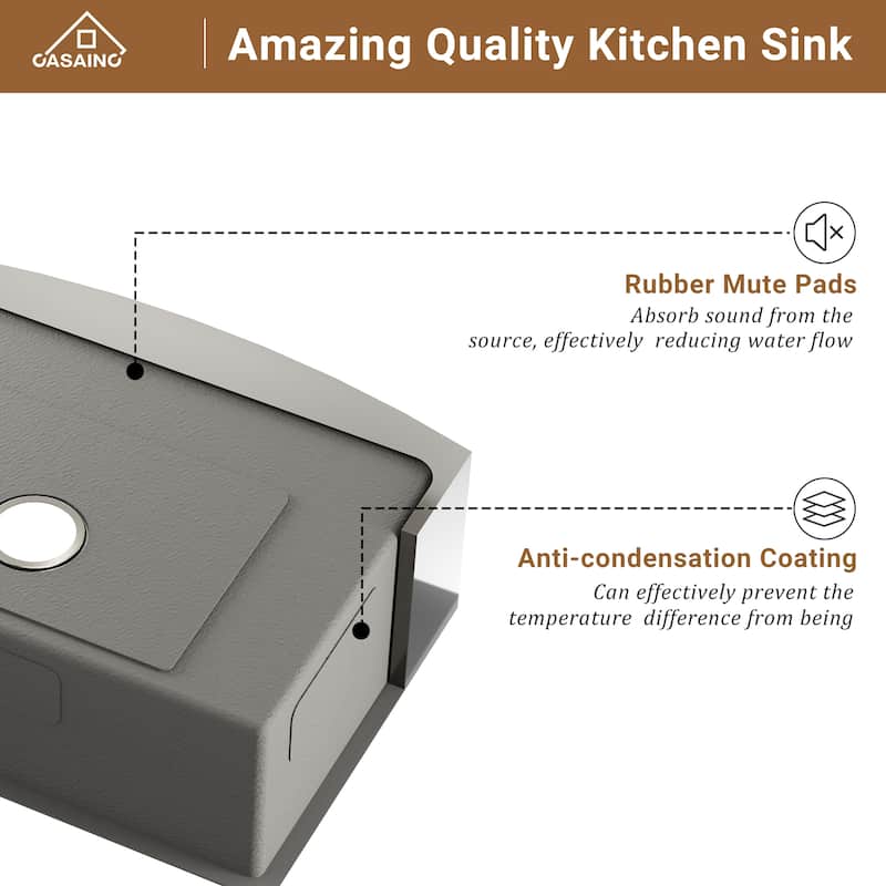 Stainless Steel Sink 36 in. Single Bowl Farmhouse Apron Kitchen Sink with Two-Function Brushed Nickel Kitchen Faucet