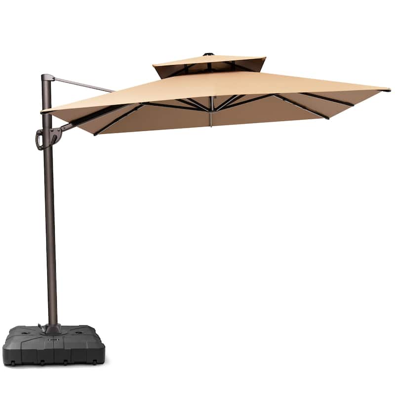 Outdoor 9 x 11 ft Double Top Patio Cantilever Umbrella with Base