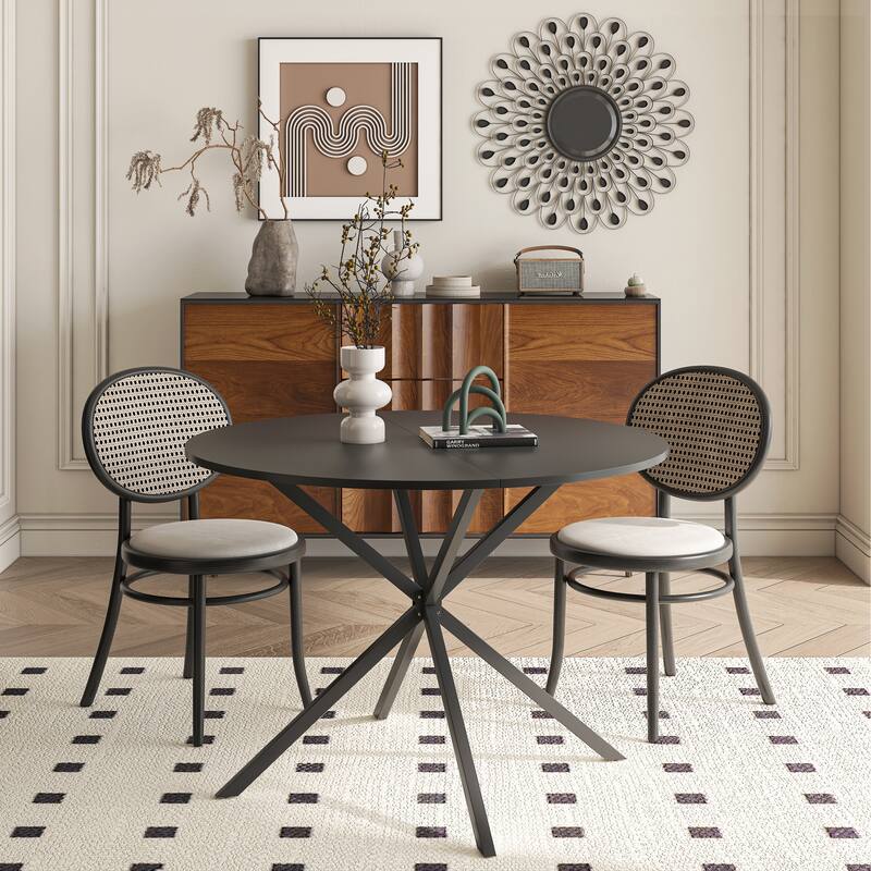 Modern Round Dining Table With Two Piece Detachable Table Top