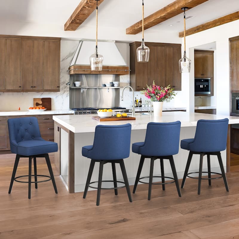 Modern 26 in. Counter Height Barstool Upholstered Fabric/Faux Leather Swivel Bar Stools with Back