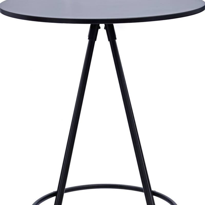 HomeRoots 31" Black Rounded Wood and Iron Bar Table - 31 in. x 44 in. x 31 in.