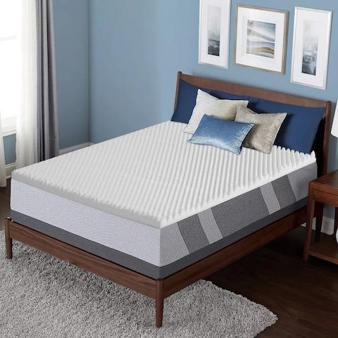 Onetan, 1-inch High Density Convoluted Egg Shell Breathable Foam Topper,Adds Comfort to Mattress,