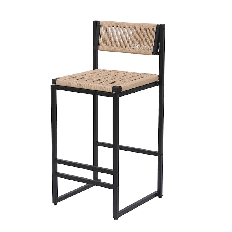 Paper Rope Weave Dining Chairs Counter Height Barstool Set of 2