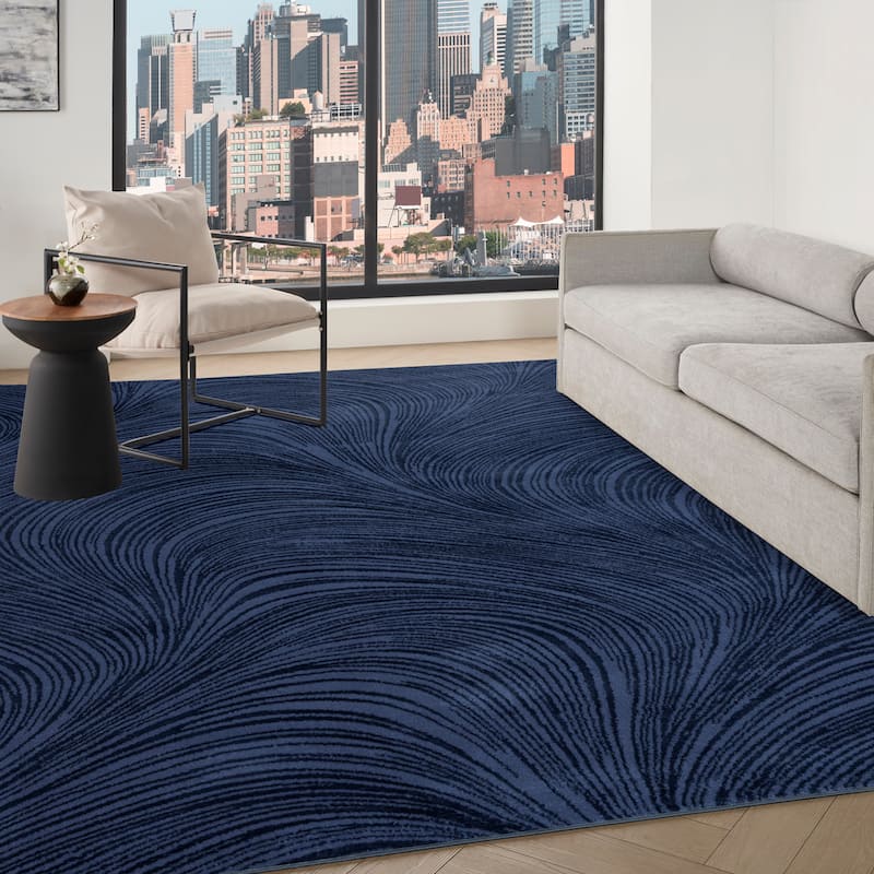 DKNY Central Park West Indoor only Abstract Glam Area Rug - 3'11" x 5'11" - Navy - Rectangle
