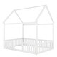 preview thumbnail 6 of 10, Full White Wood Full Floor Bed House Bed with Fence and Door for Toddler, Kids