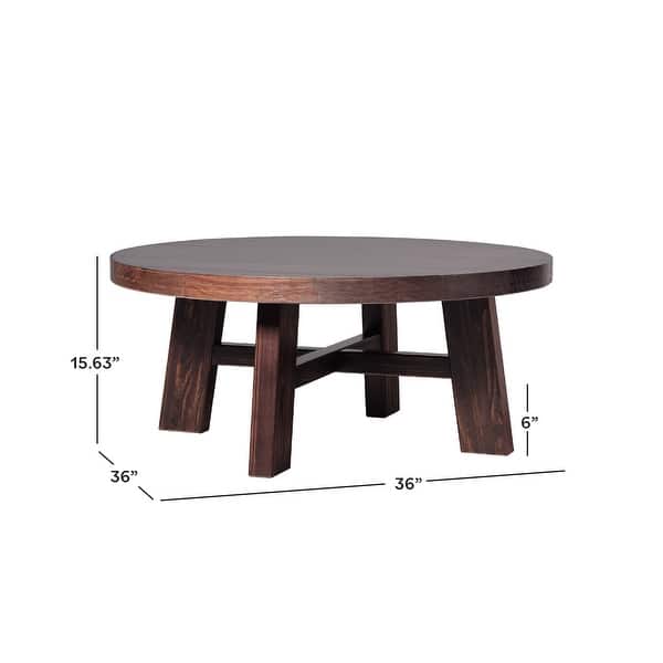 Walker Edison Modern Farmhouse Easy Assembly Round Wood Coffee Table ...