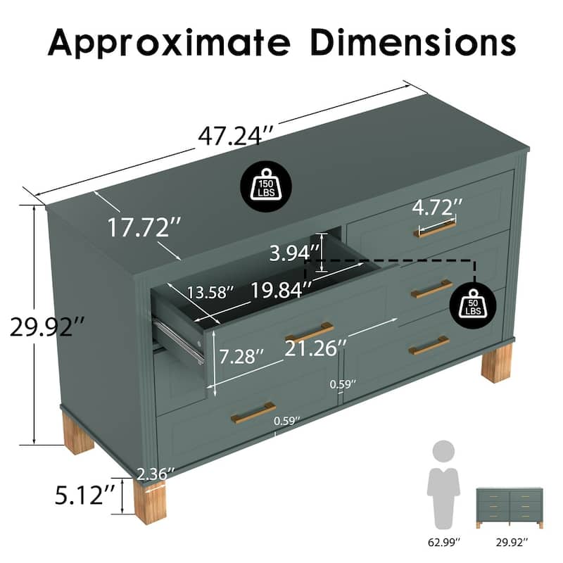 6-Drawer Double Dresser Modern Storage Cabinet