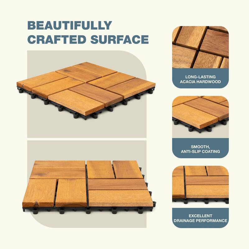 27pcs Interlocking Deck Tiles, 11.8"x11.8" Interlocking Decking Tile Outdoor All Weather Use, Waterproof Patio Pavers