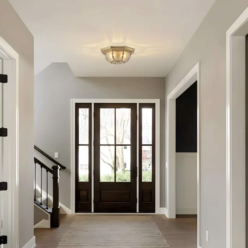 Starsky Vintage 3-Light Glass Brass Flush Mount