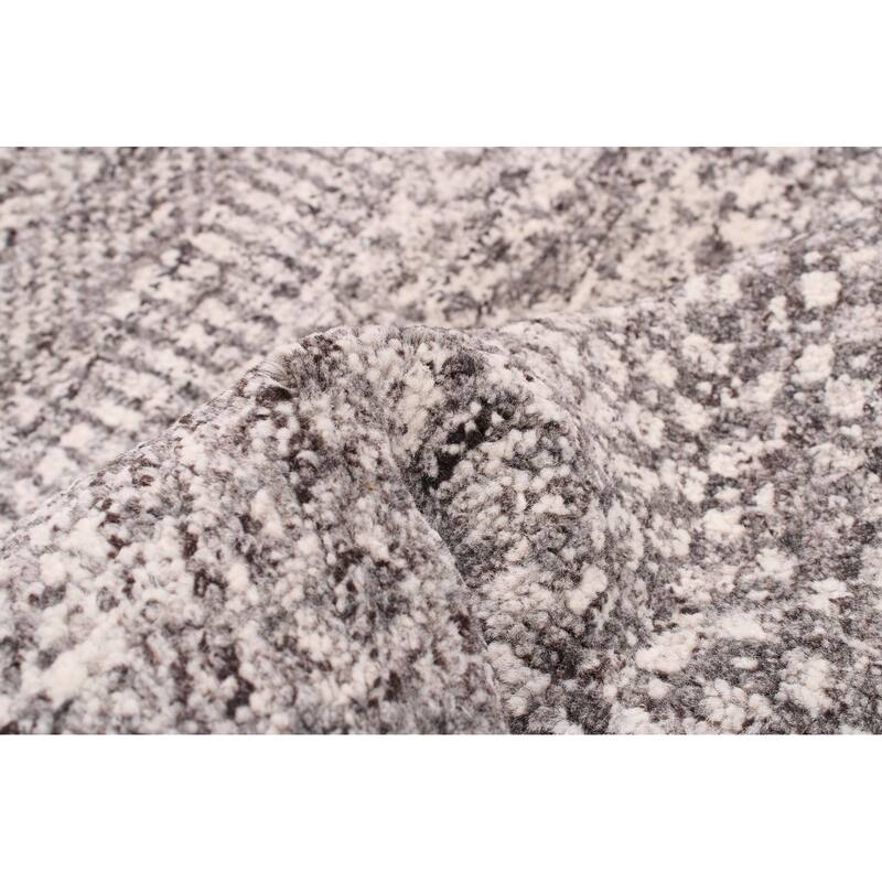 ECARPETGALLERY Hand-knotted Silk Shadow Grey Wool Rug - 4'10 x 6'11