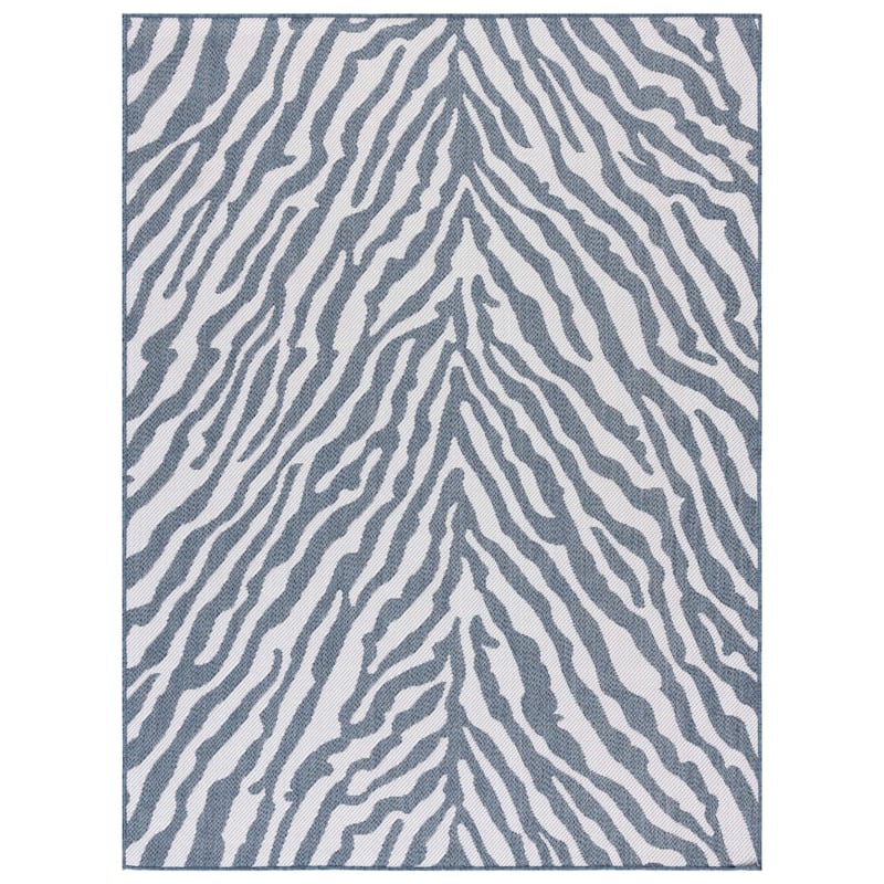 SAFAVIEH Bermuda Edeline Geometric Indoor/Outdoor Waterproof Rug - 6'7" Square - Navy/Ivory