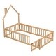 preview thumbnail 5 of 25, Twin Size House-Shaped Headboard Floor Bed with Fence and Small Door