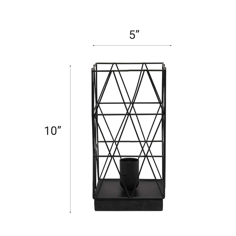 Metal Cage Geometric Table Lamp with Rectangular Shade - 5 x 5 x 10 in. (L x W x H)