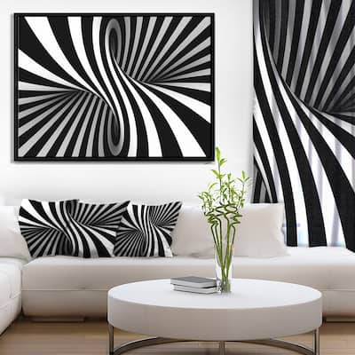 Designart 'Black and White Spiral' Abstract Framed Canvas Art Print