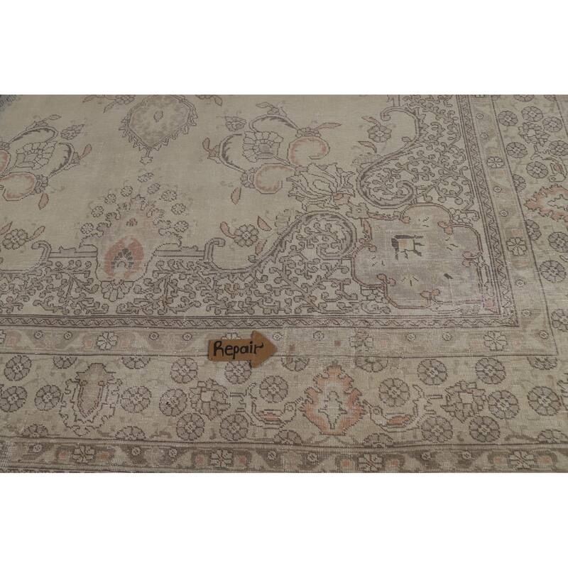 Tabriz Persian Vintage Rug Handmade Living Room Wool Carpet - 9'7" x 13'0"