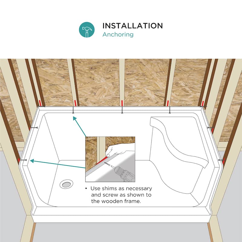 Fine Fixtures Single Threshold Acrylic Non-Slip Shower Base With Seat - 60 x 32