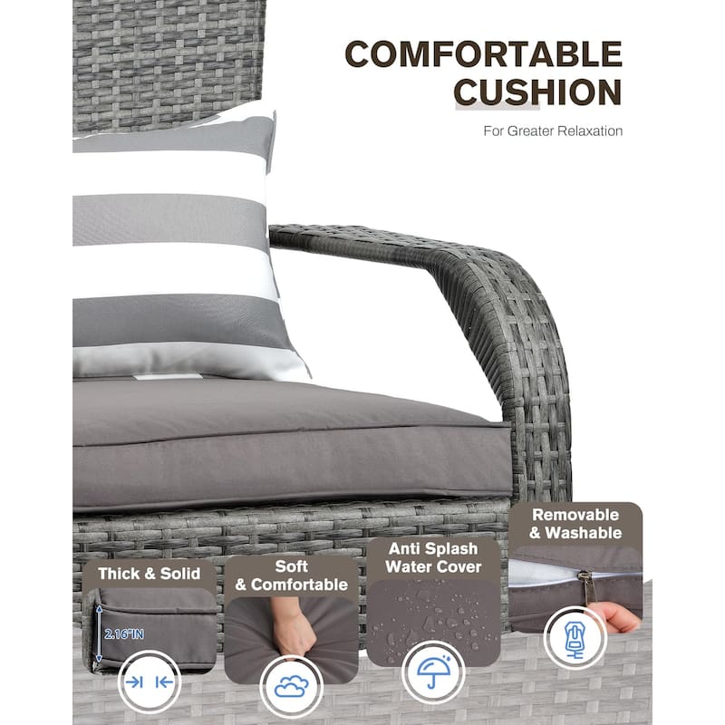 Outdoor Wicker Rocking Chair, Rattan Recliner