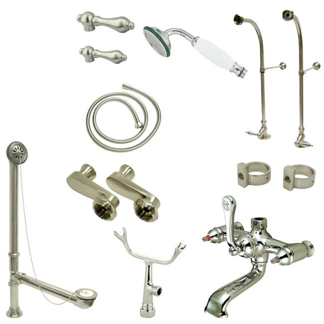 Kingston Brass Vintage Floor Mounted Clawfoot Tub Filler with Built-In