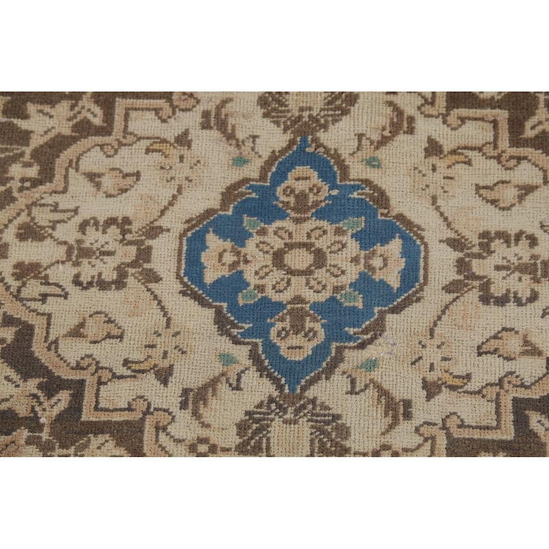 Traditional Mashad Persian Vintage Rug Handmade Wool Carpet - 9'10"x 12'11"