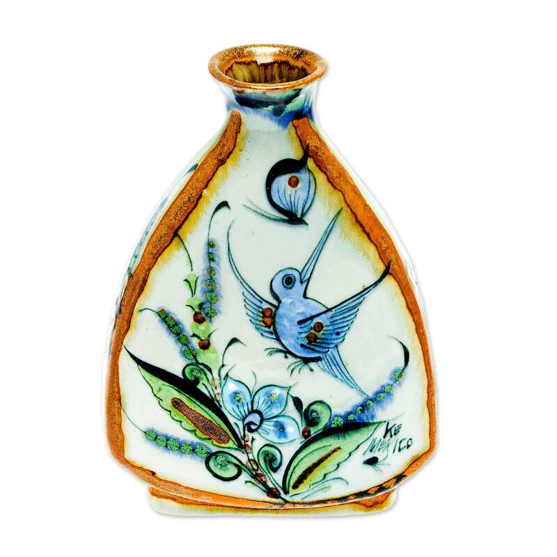 Novica Handmade Delta Nature Ceramic Vase