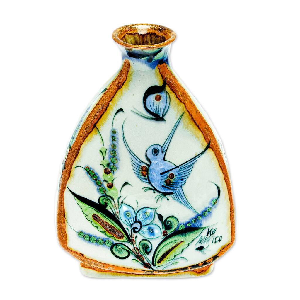 Novica Handmade Delta Nature Ceramic Vase