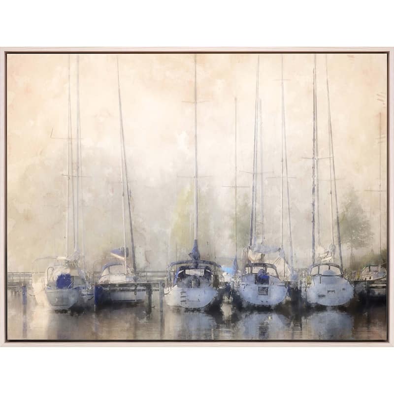 Sailboats in Fog - Giclee on Canvas - 37 X 49 X 3 - Wood - White