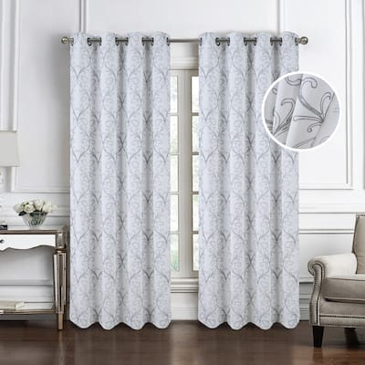 Kimber Embroidered Privacy Window Curtain Panel 84" or 90"