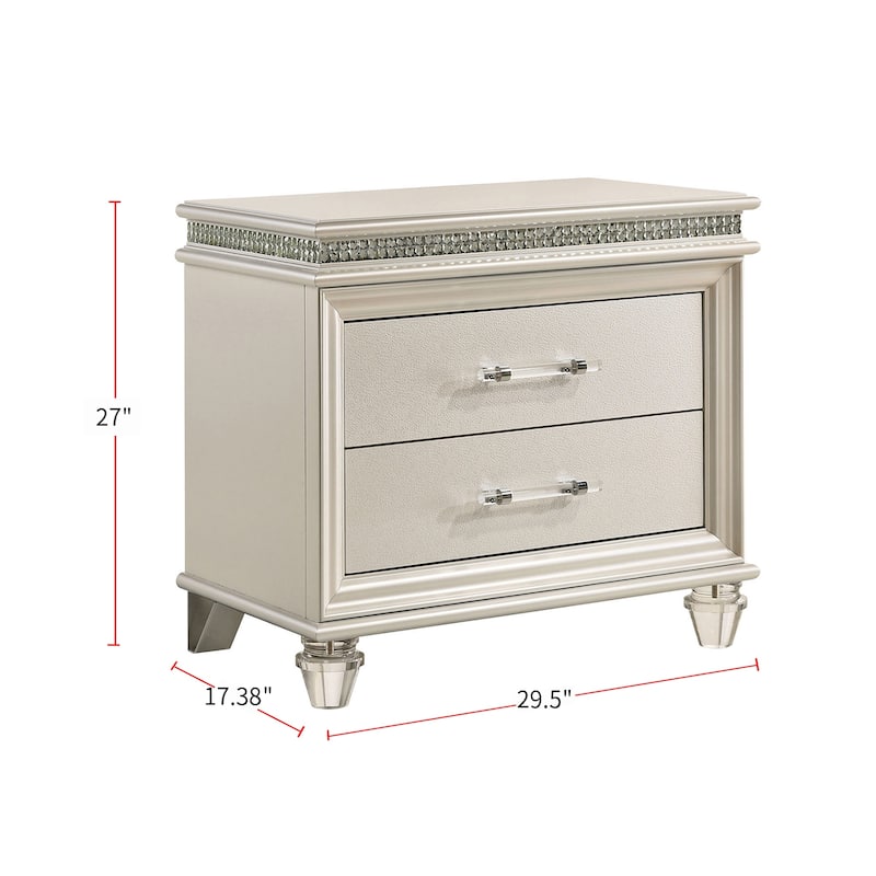 Wooden Dresser with 2 Drawers in Pearl White Finish