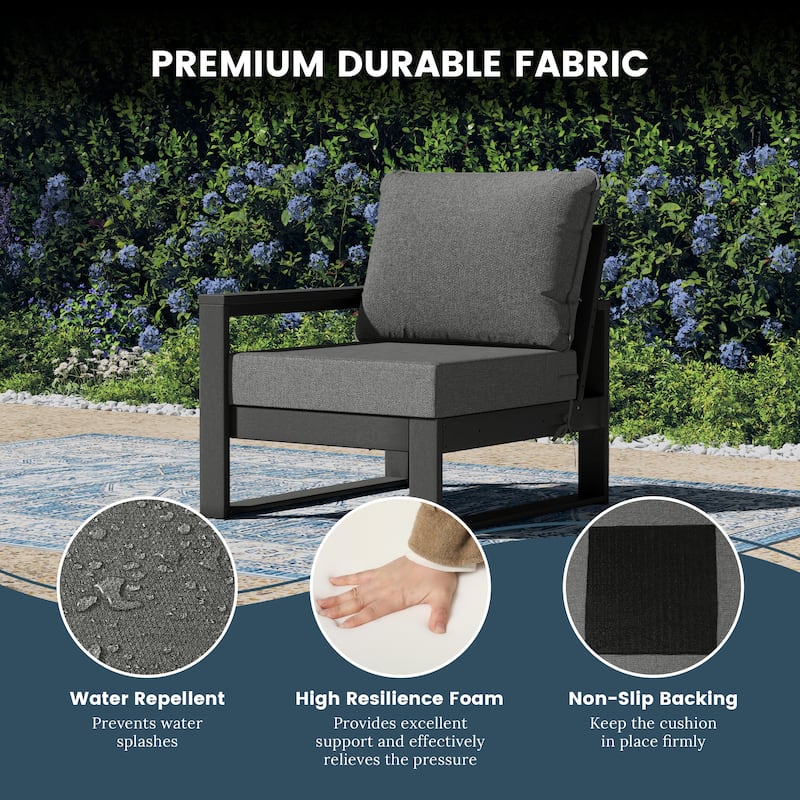 Polytrends Endless Patio Deep Seating Left Arm Chair with Gray Frame
