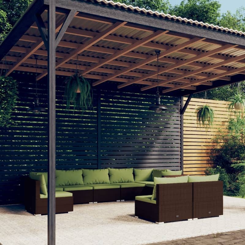 vidaXL Patio Lounge Set Outdoor Sectional Sofa Set Table Garden Poly Rattan - 27.6" x 27.6" x 23.8"